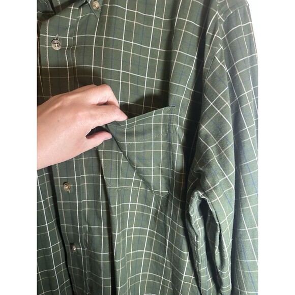L.L. Bean Long Sleeve Green Plaid Wrinkle Free Button Front Shirt Men's XL-REG - Picture 3 of 9